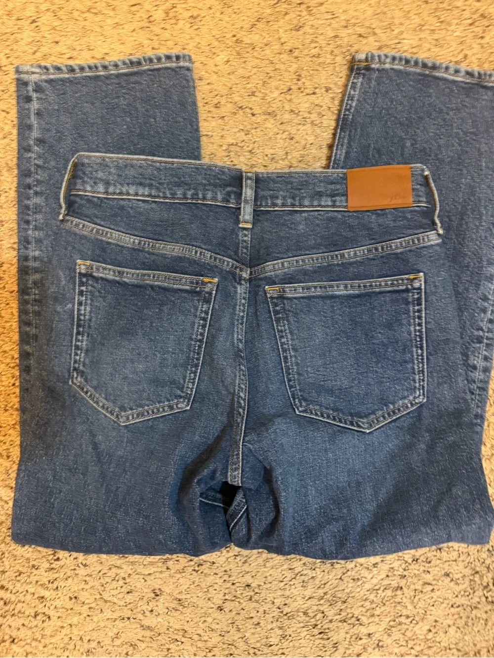 Classic Straight J Crew Ankle Jeans in Blue Denim